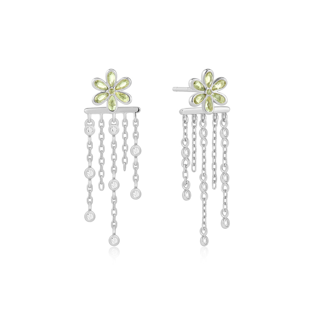Ania Haie Silver Floral Tassel Drop Stud Earrings