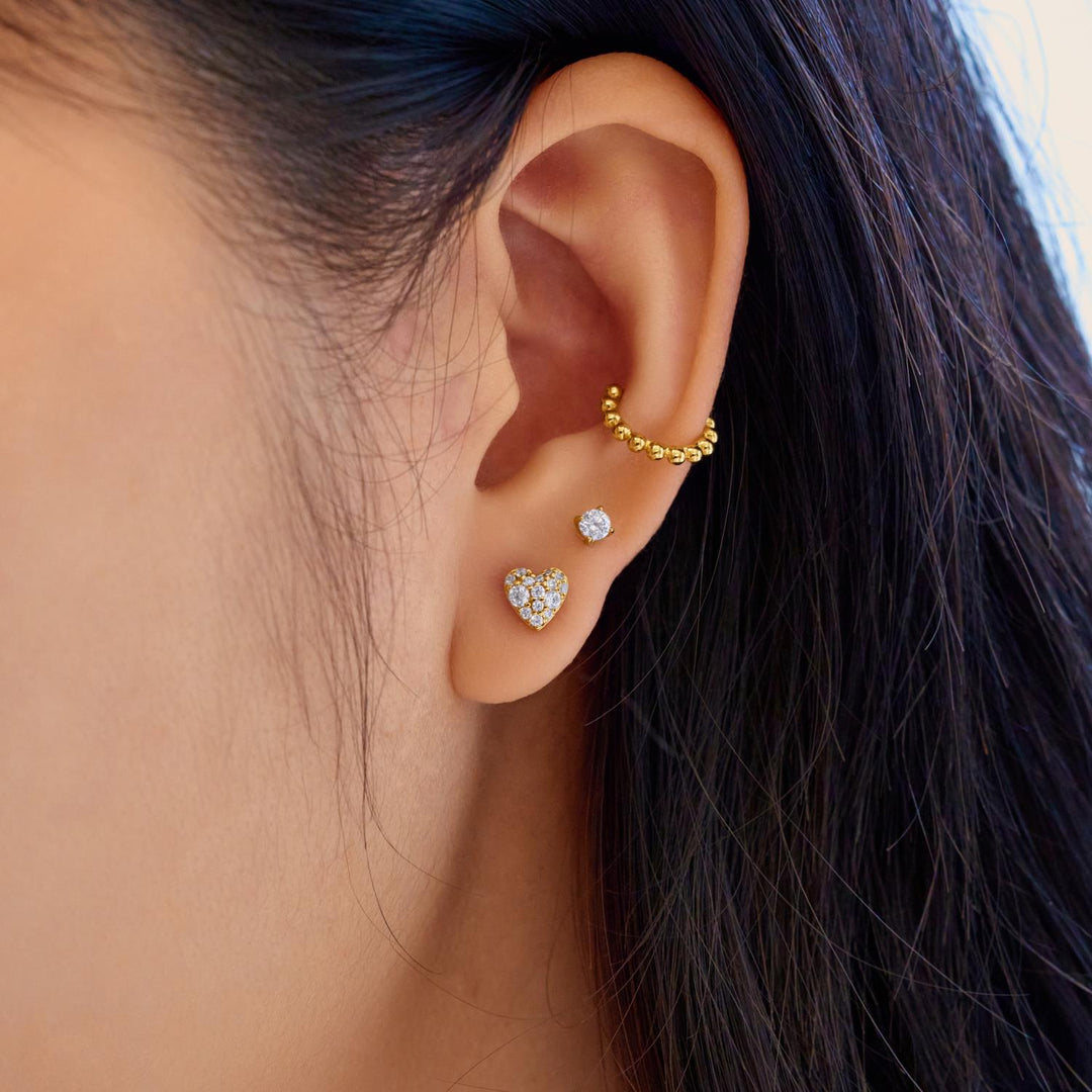 Ania Haie Gold Pave Heart Stud Earrings | The Jewellery Boutique Australia