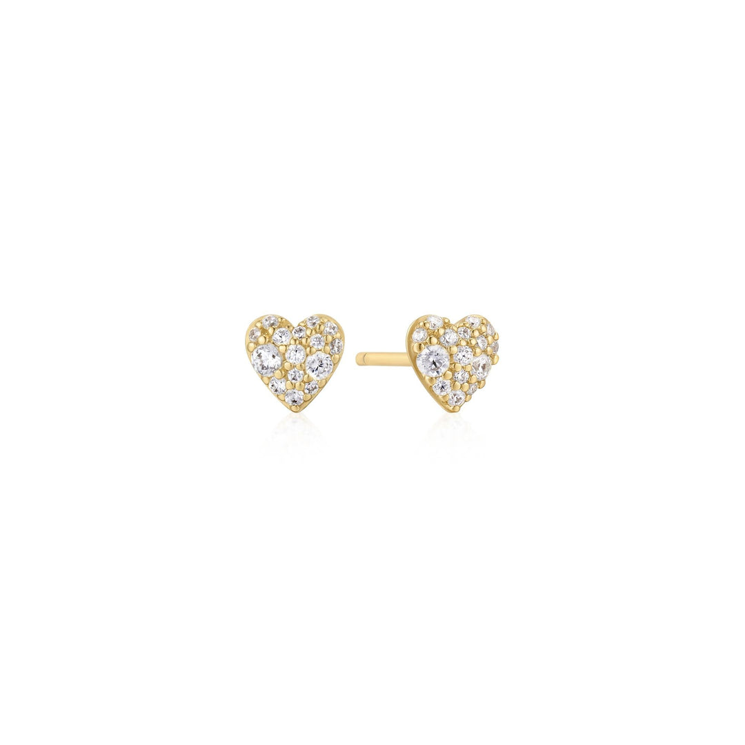 Ania Haie Gold Pave Heart Stud Earrings | The Jewellery Boutique Australia