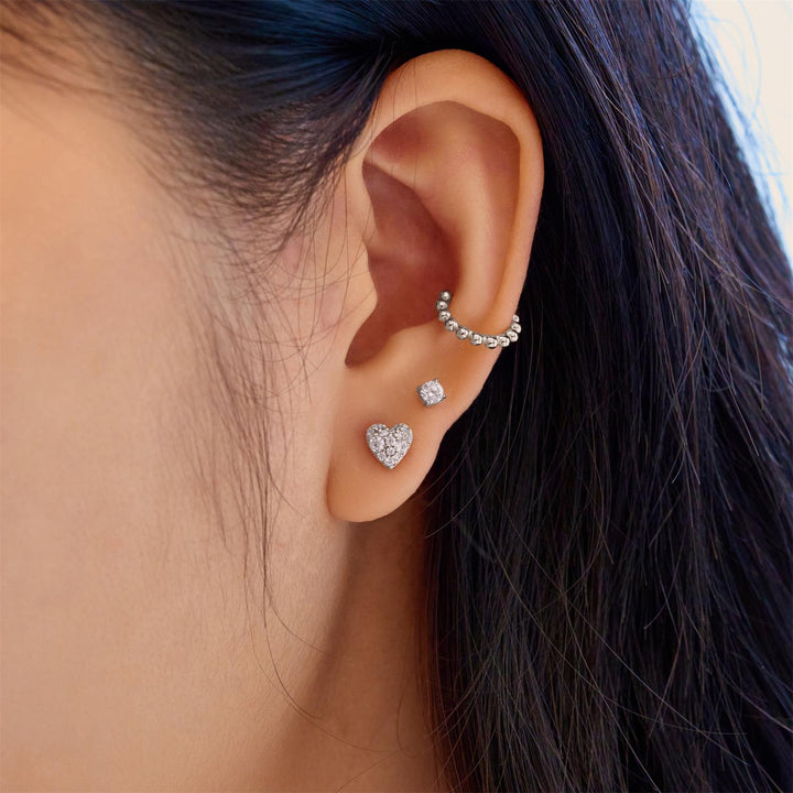 Ania Haie Silver Pave Heart Stud Earrings | The Jewellery Boutique Australia