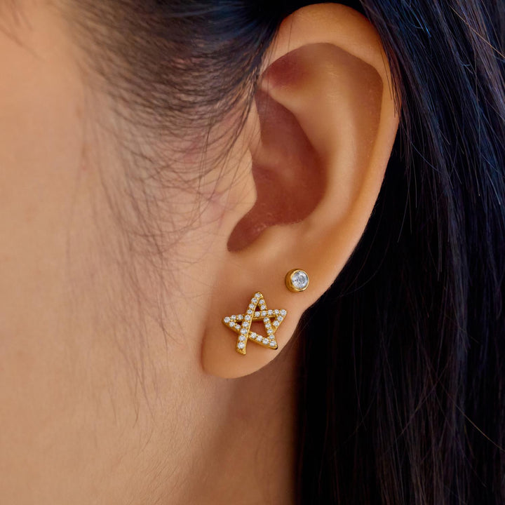 Ania Haie Gold Asymmetric Five-Point Star Stud Earrings | The Jewellery Boutique Australia