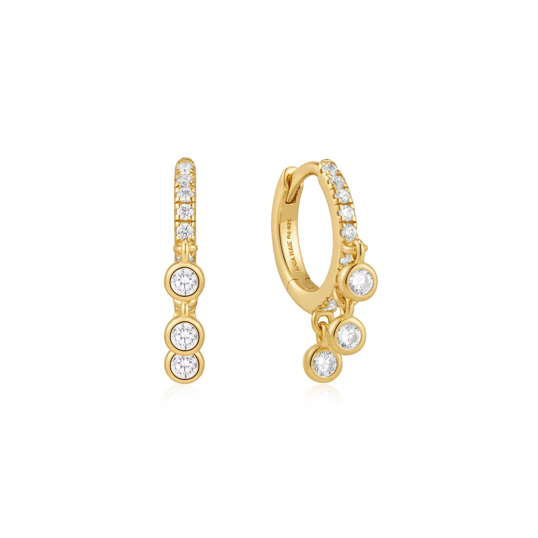 Ania Haie Gold Trio-Drop Huggie Hoop Earrings | The Jewellery Boutique Australia