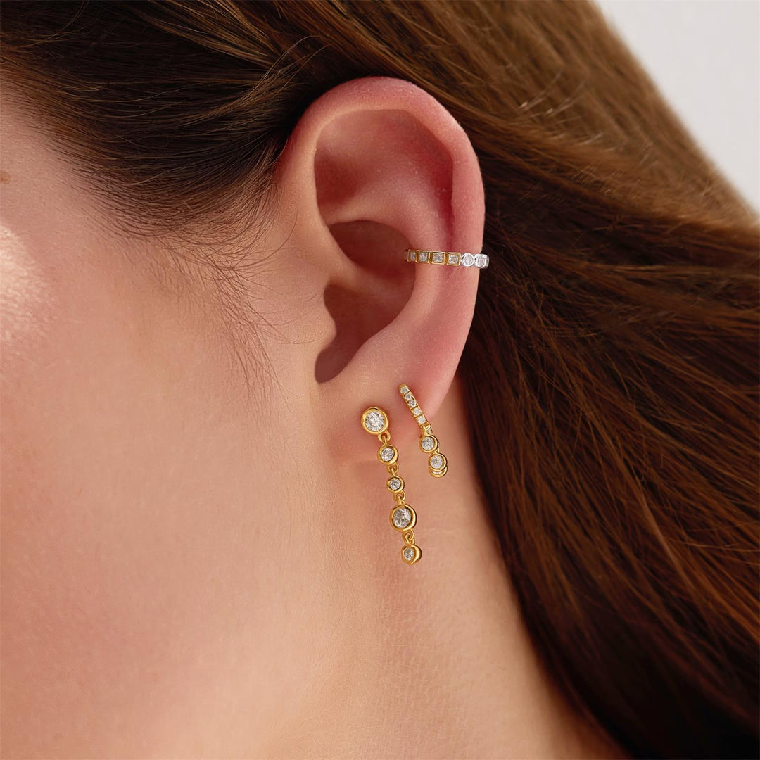 Ania Haie Gold Trio-Drop Huggie Hoop Earrings | The Jewellery Boutique Australia