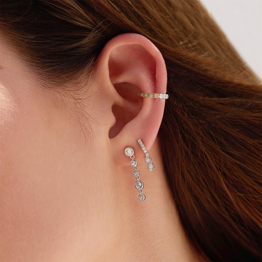 Ania Haie Silver Trio-Drop Huggie Hoop Earrings | The Jewellery Boutique Australia