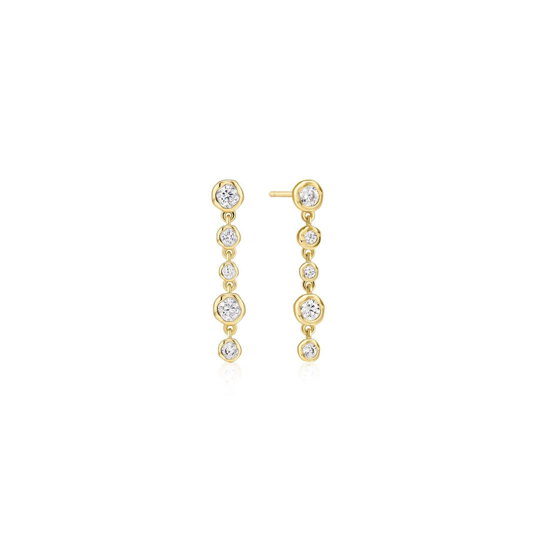 Ania Haie Gold Molten Cascade Bezel-Set Drop Stud Earrings | The Jewellery Boutique Australia
