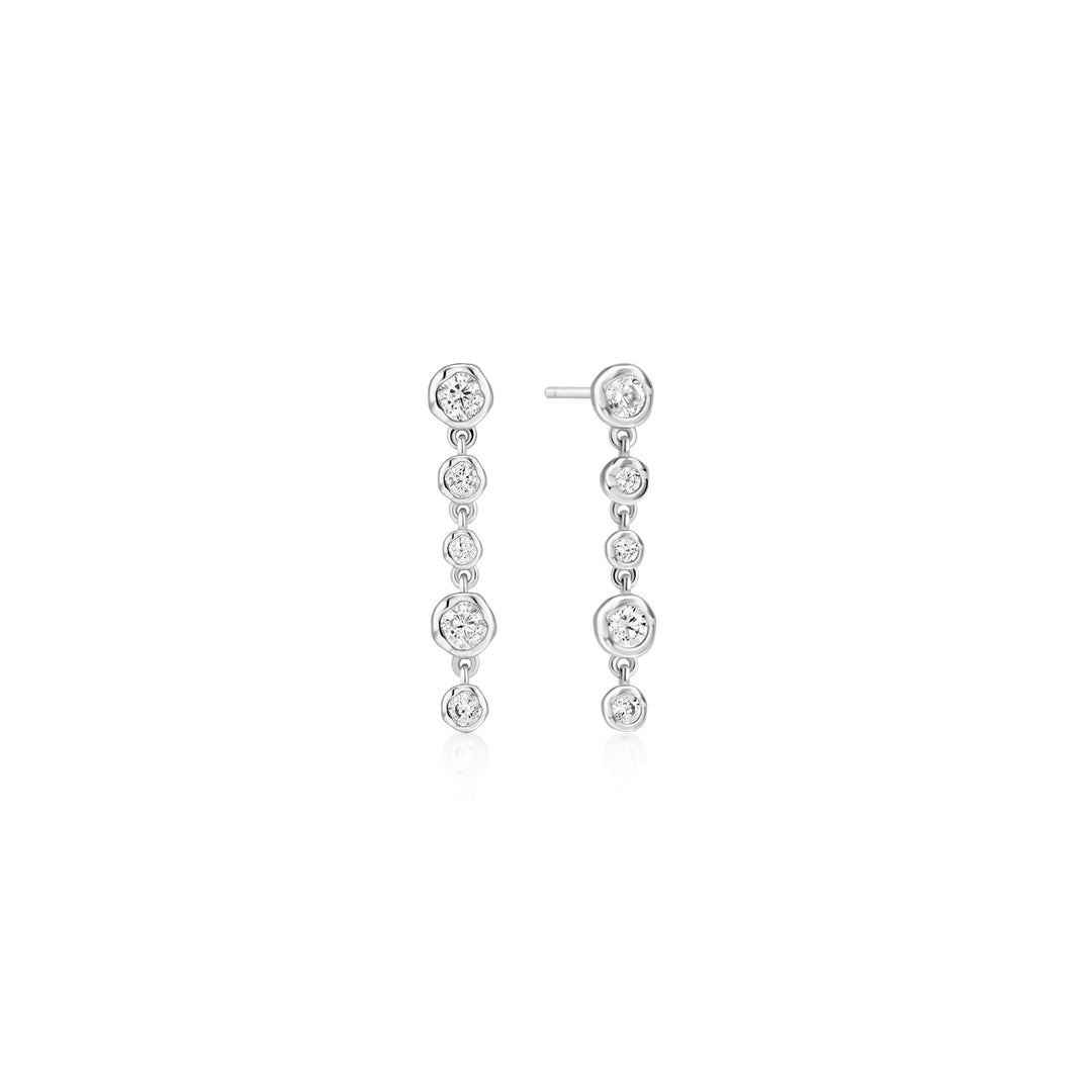 Ania Haie Silver Molten Cascade Bezel-Set Drop Stud Earrings | The Jewellery Boutique Australia