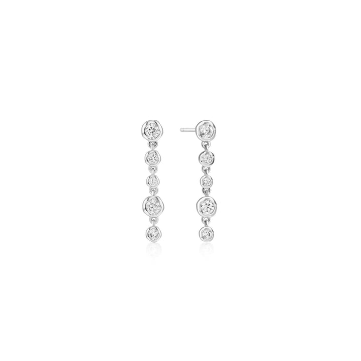 Ania Haie Silver Molten Cascade Bezel-Set Drop Stud Earrings | The Jewellery Boutique Australia