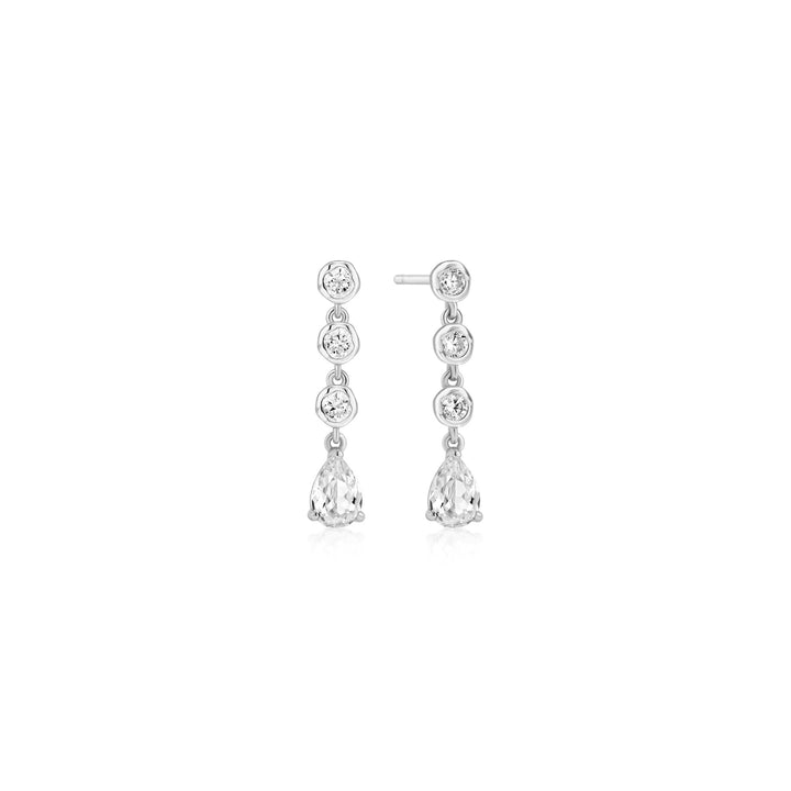 Ania Haie Silver Molten Cascade Bezel-Set Teardrop Stud Earrings | The Jewellery Boutique Australia