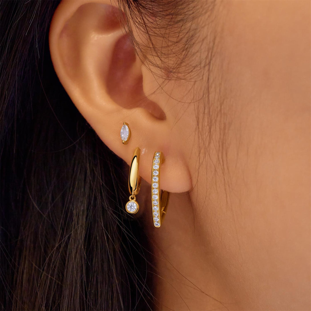 Ania Haie Gold Medium Sparkle Heart Huggie Hoop Earrings | The Jewellery Boutique Australia