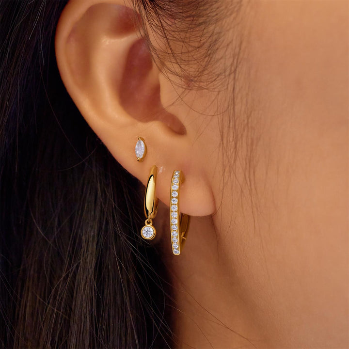 Ania Haie Gold Medium Sparkle Heart Huggie Hoop Earrings | The Jewellery Boutique Australia