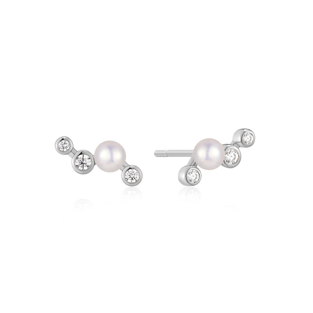 Ania Haie Silver Zig-Zag Shell Pearl Stud Earrings | The Jewellery Boutique Australia