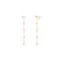 Ania Haie Gold Cascade Shell Pearl Station Drop Stud Earrings