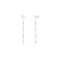 Ania Haie Silver Cascade Shell Pearl Station Drop Stud Earrings