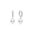 Ania Haie Silver Shell Pearl Dangling Twisted Huggie Hoop Earrings