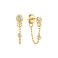 Ania Haie Gold Bezel-Set Drop Chain Stud Earrings
