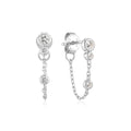 Ania Haie Silver Bezel-Set Drop Chain Stud Earrings