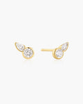 Gold Bezel Round & Teardrop Stud Earrings