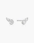 Silver Bezel Round & Teardrop Stud Earrings