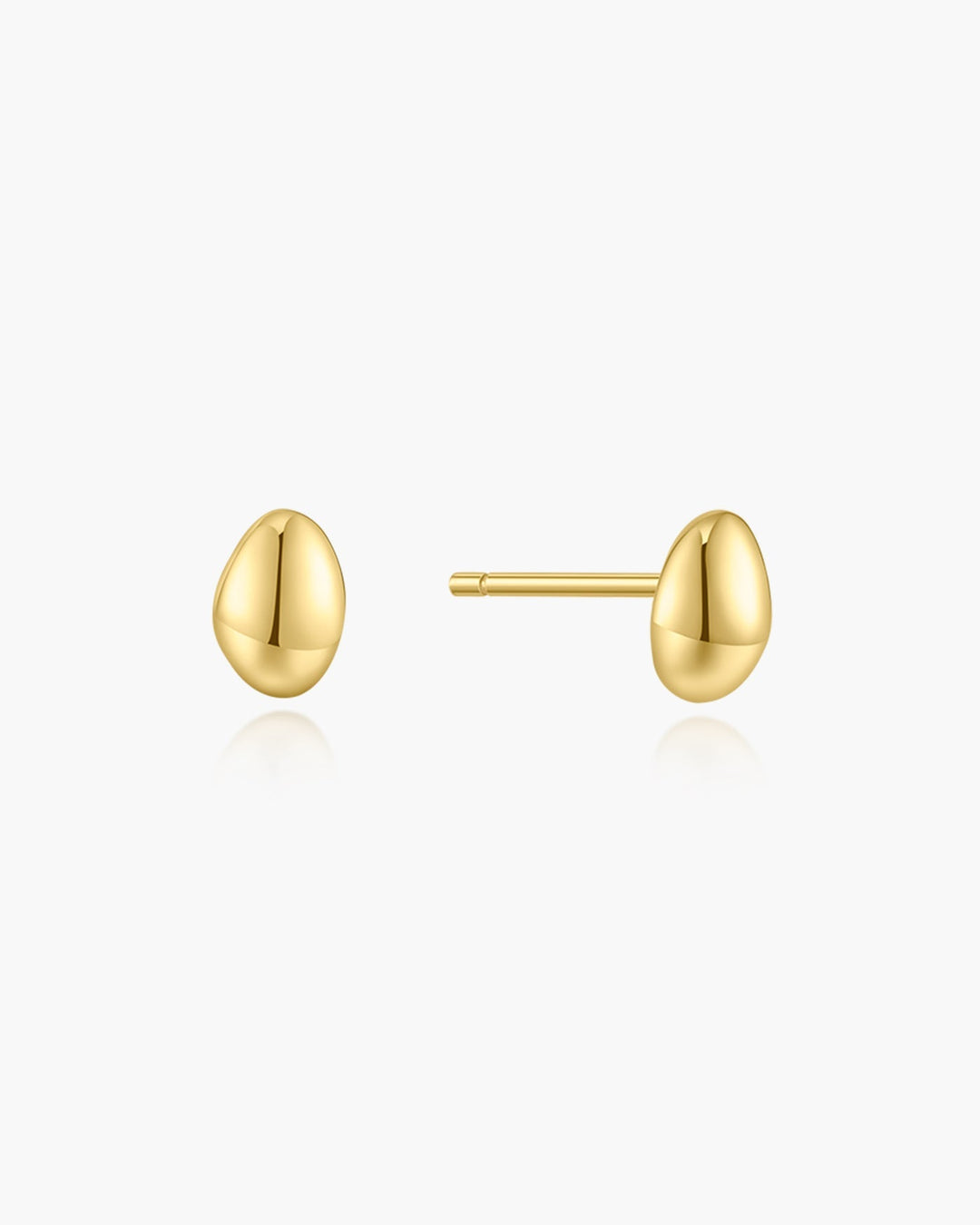 Gold Organic Dome Pebble Stud Earrings