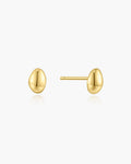 Gold Organic Dome Pebble Stud Earrings