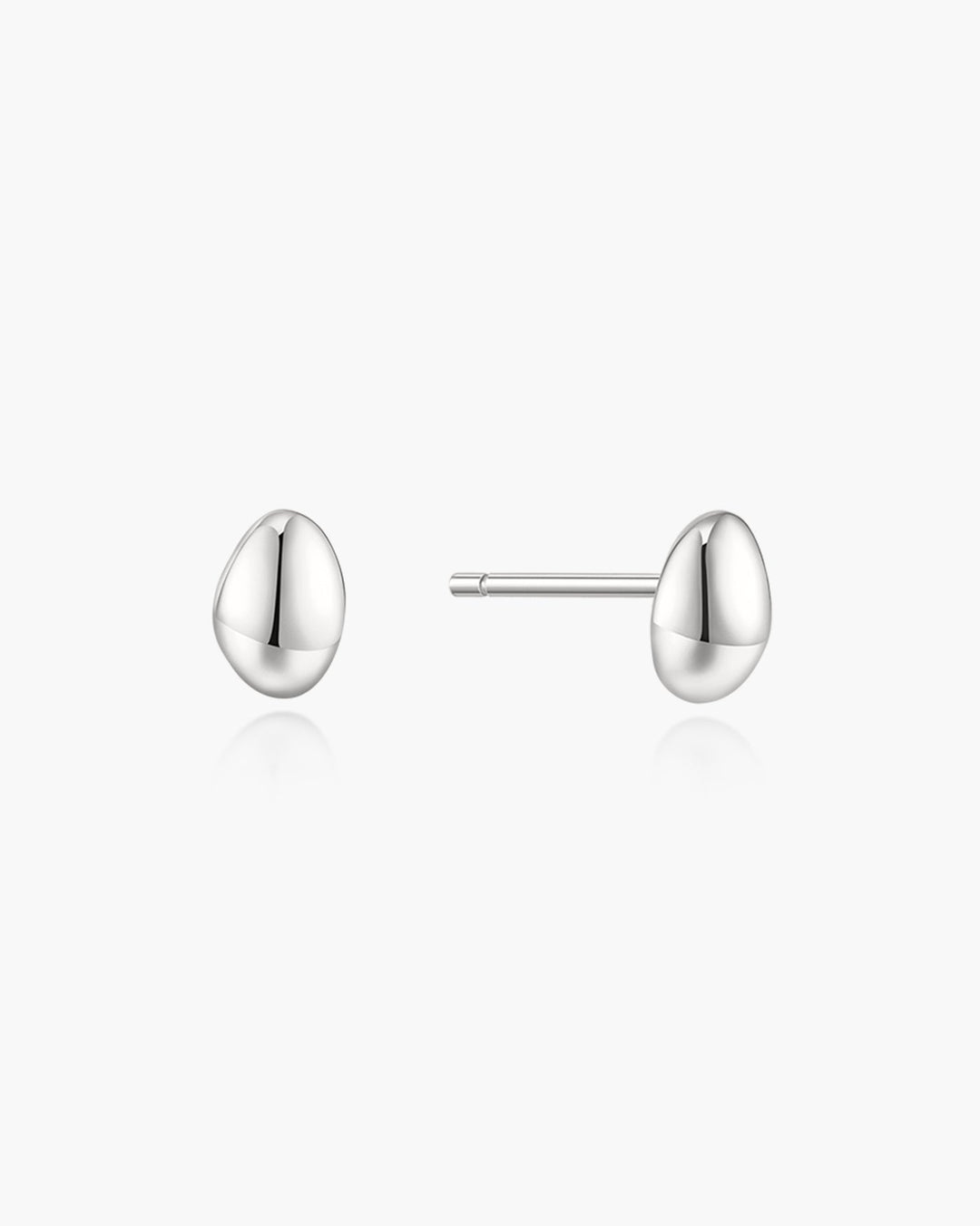 Silver Organic Dome Pebble Stud Earrings