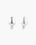 Silver Organic Dome Pebble with Bezel Dangle Stud Earrings