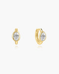 Gold Bezel Organic Pebble Huggie Hoop Earrings
