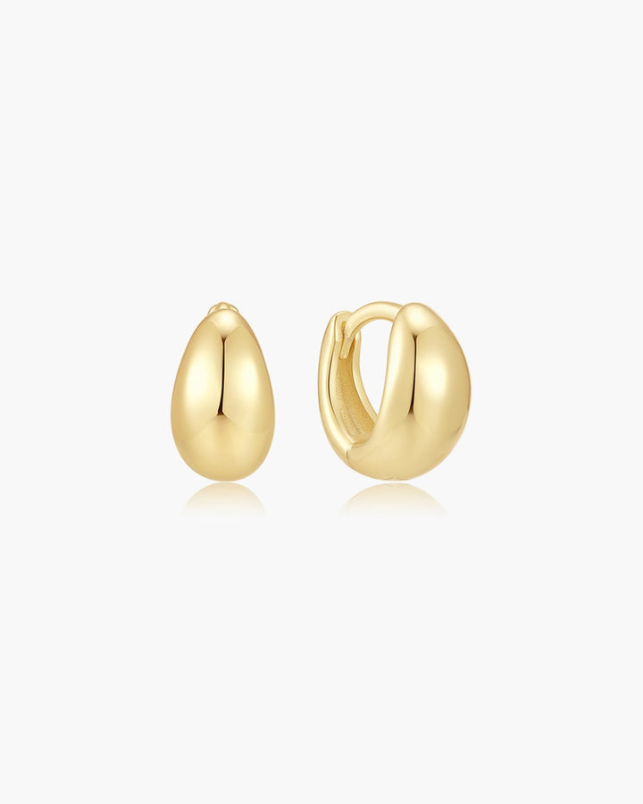 Gold Organic Dome Pebble Huggie Hoop Earrings