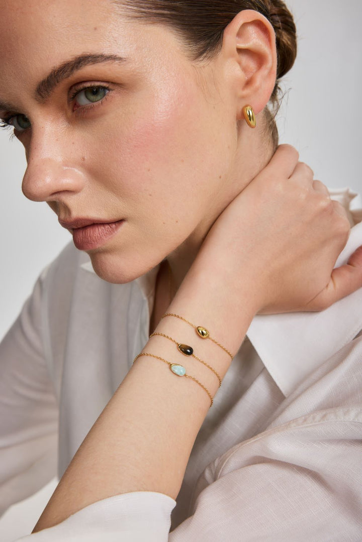 Gold Organic Dome Pebble Huggie Hoop Earrings