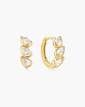 Gold Triple Half-Bezel Teardrop Huggie Hoop Earrings