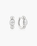 Silver Bezel Organic Pebble & Round Huggie Hoop Earrings