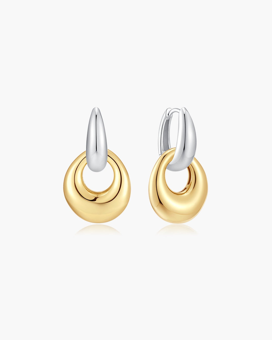 Gold Hollow Organic Pebble Drop Earrings
