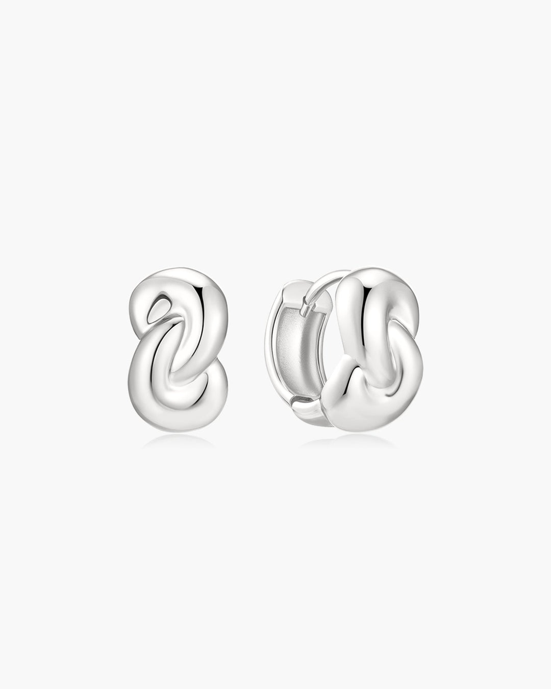 Silver Rope Twist Huggie Hoop Earrings