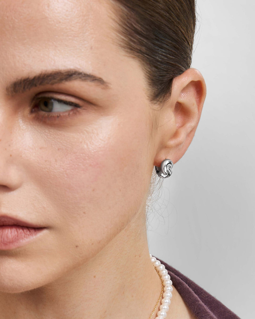 Silver Rope Twist Huggie Hoop Earrings
