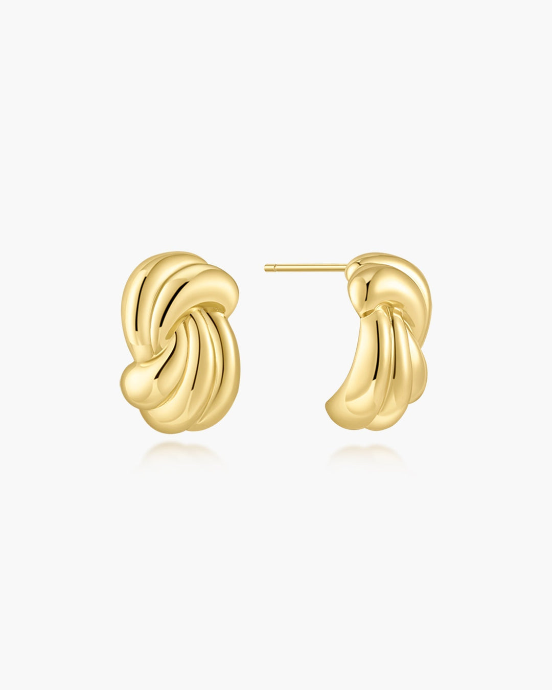 Gold Ripple Twist Stud Earrings
