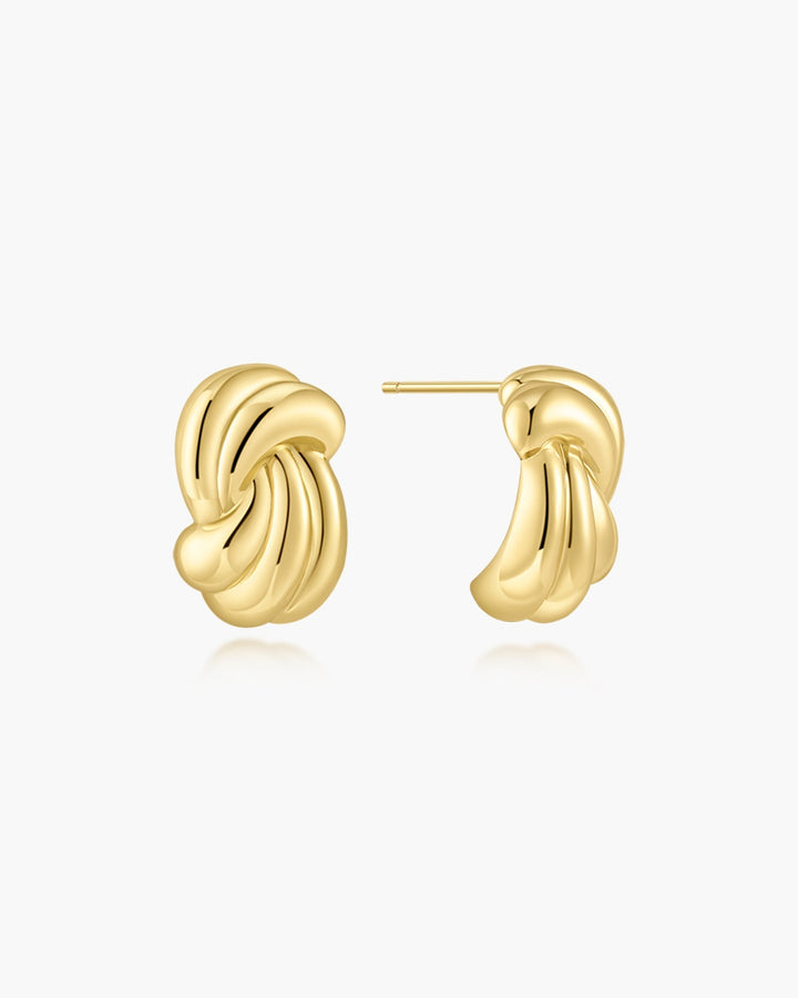 Gold Ripple Twist Stud Earrings