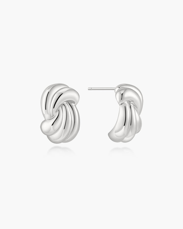 Silver Ripple Twist Stud Earrings
