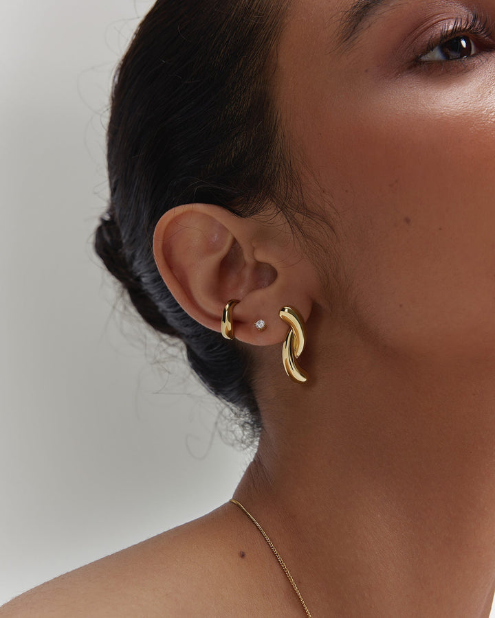 Gold Twist Stud Earrings