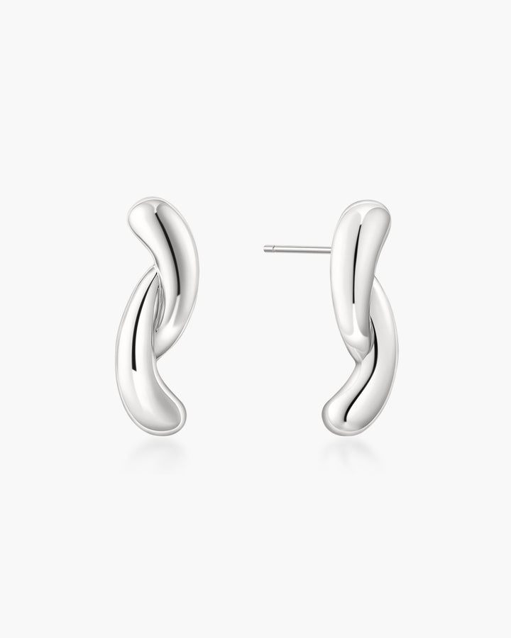 Silver Twist Stud Earrings