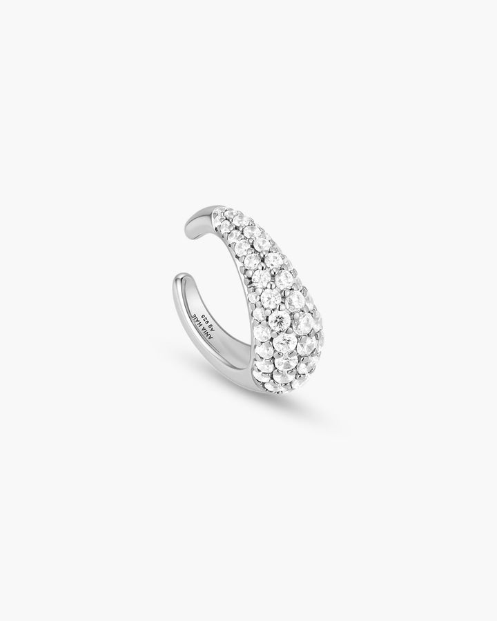 Silver Pave Curved Teardrop Ear Cuff