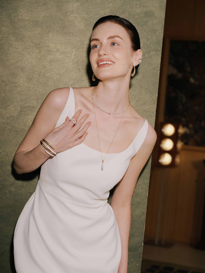 Gold Pave Statement Teardrop Necklace