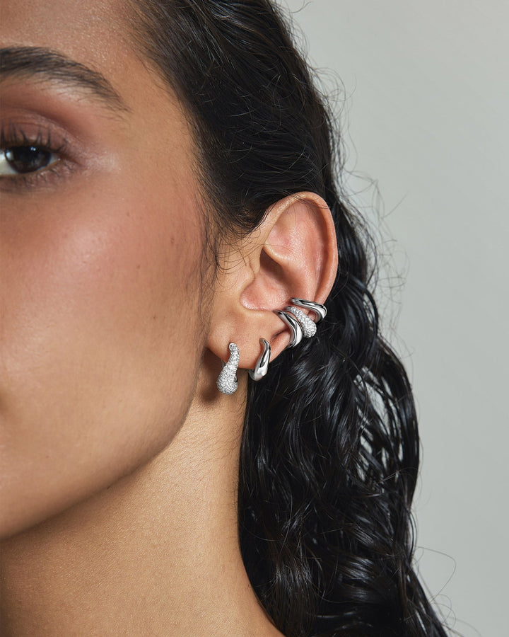 Ania Haie Silver Wave Huggie Hoop Earrings E079-11H