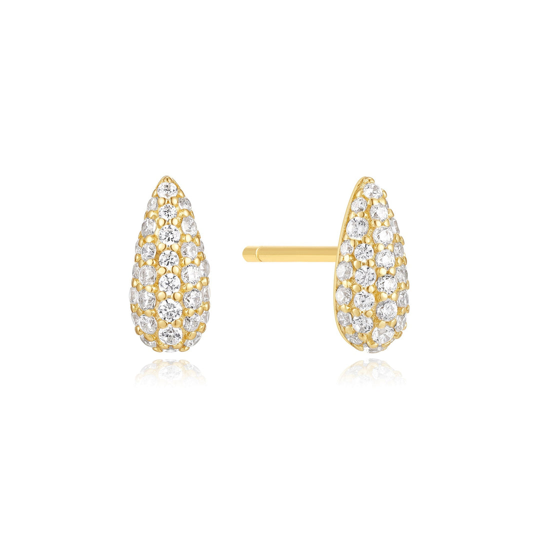Gold Pave Dome Stud Earrings