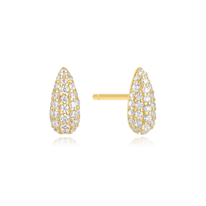 Gold Pave Dome Stud Earrings