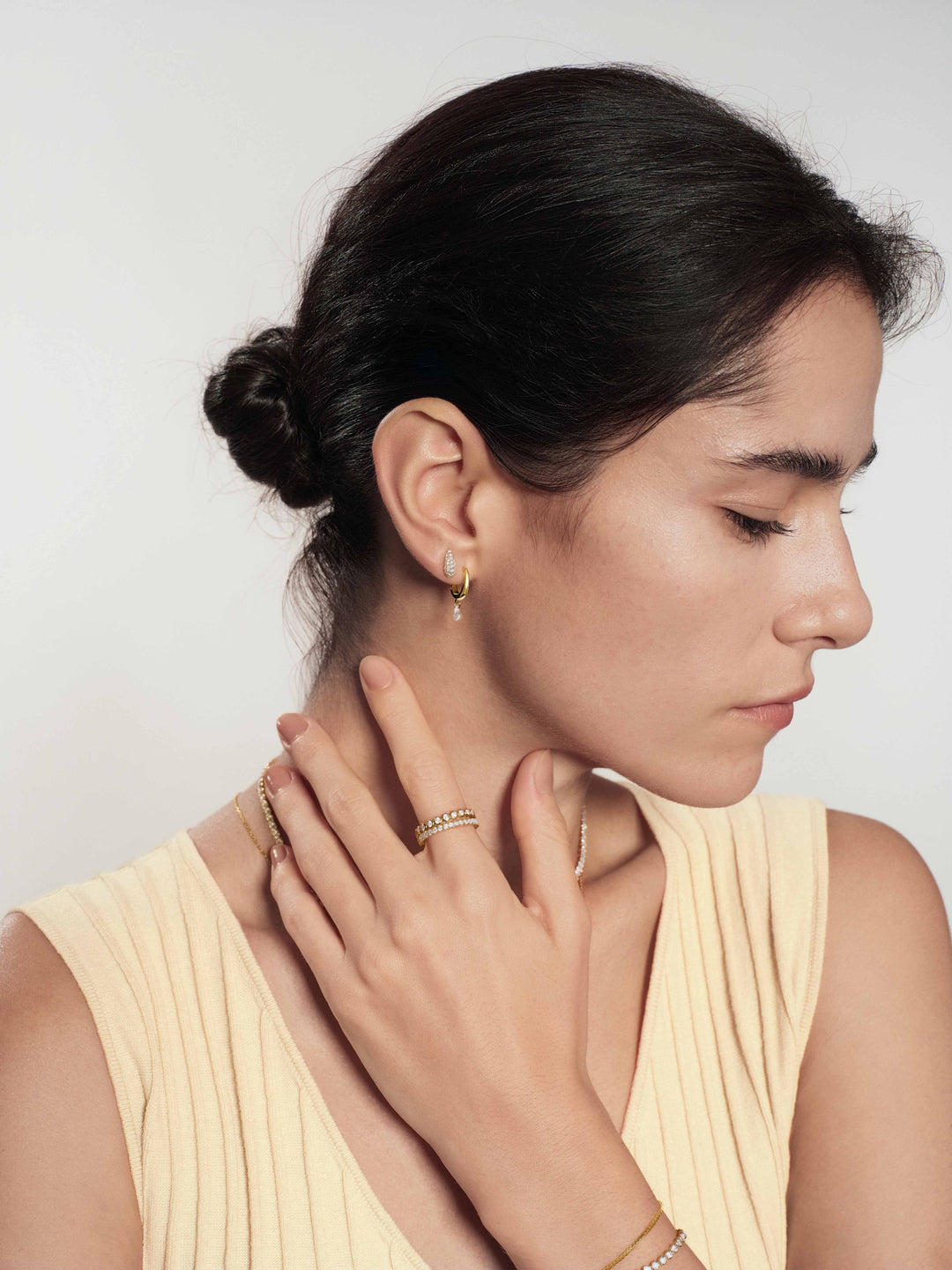 Gold Pave Dome Stud Earrings