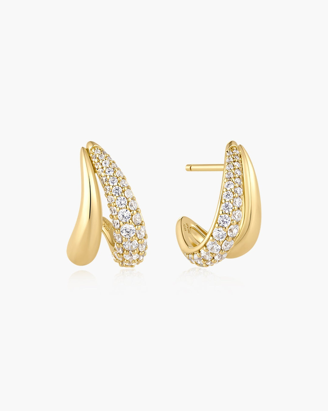 Gold Duet Stud Hoop Earrings