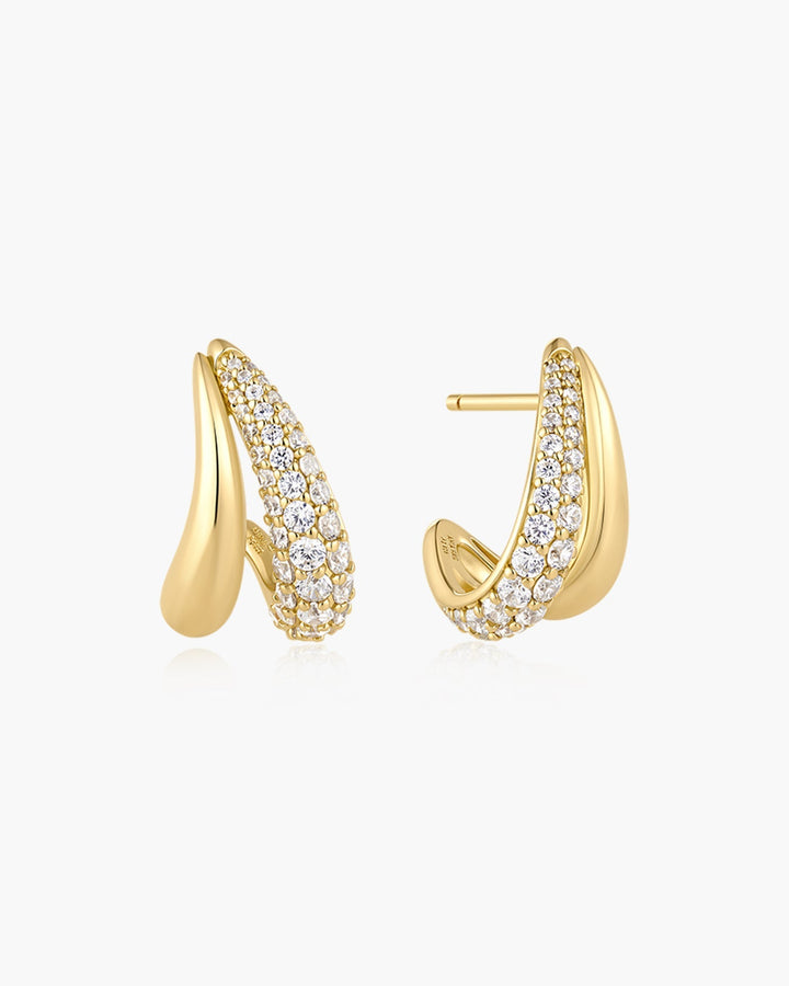 Gold Duet Stud Hoop Earrings