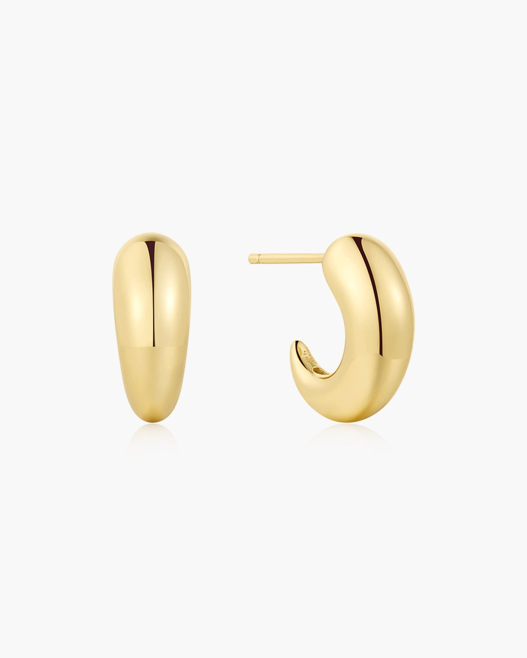 Gold Dome Stud Hoop Earrings