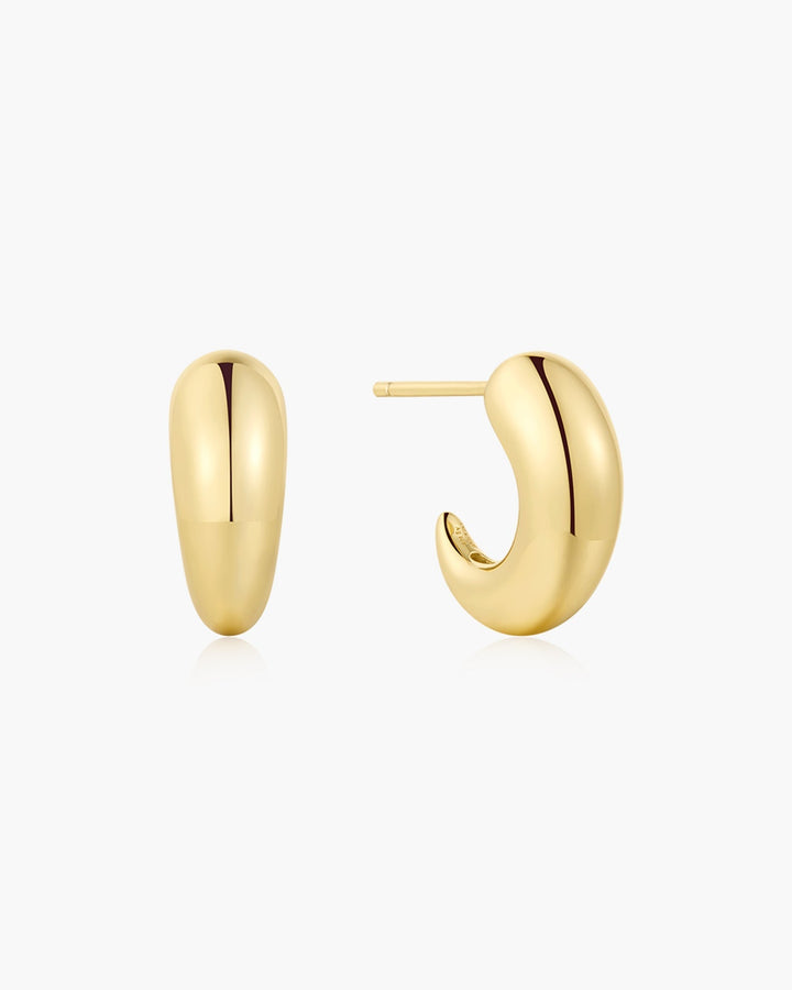 Gold Dome Stud Hoop Earrings