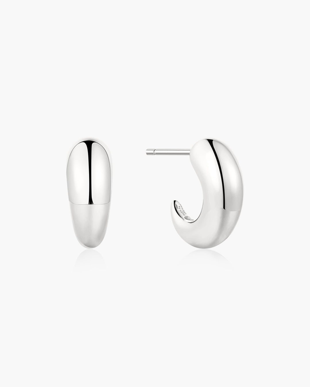 Silver Dome Stud Hoop Earrings